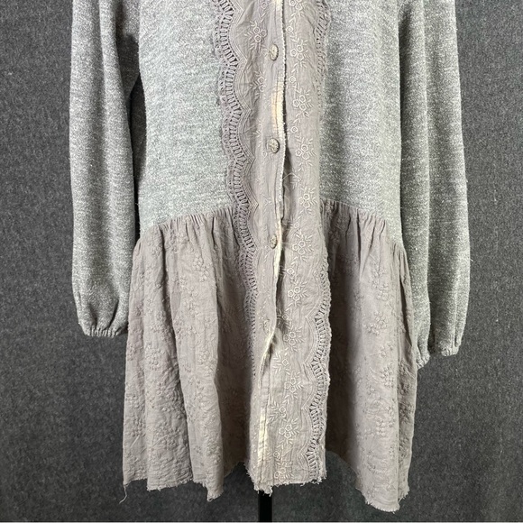 Jaded Gypsy Women’s S/M Magic Duster Worn Distressed Bleach Cottage Boho Gray - Picture 5 of 10